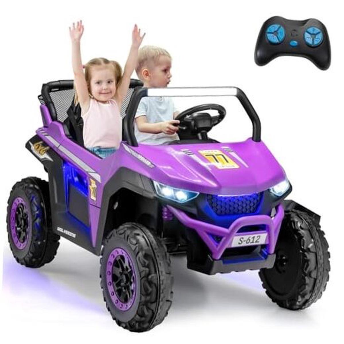 12V Two-Seater Kids' Electric Ride-On UTV Car in Violet