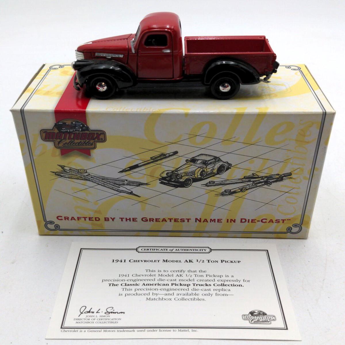 Matchbox YTC01-M 1:43 Scale Red 1941 Chevrolet Model AK 1/2 Ton Pickup Truck