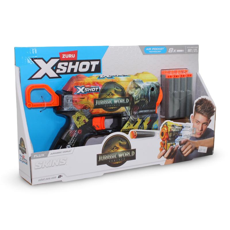 Zuru X-Shot Skins  Series 1 Flux Jurassic World Foam Blaster (8 Darts)