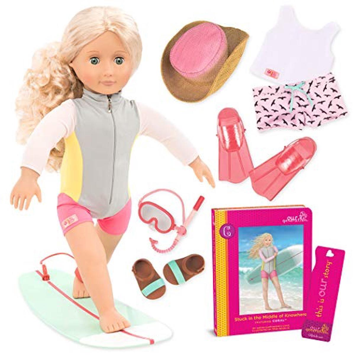 Coral Doll with Book